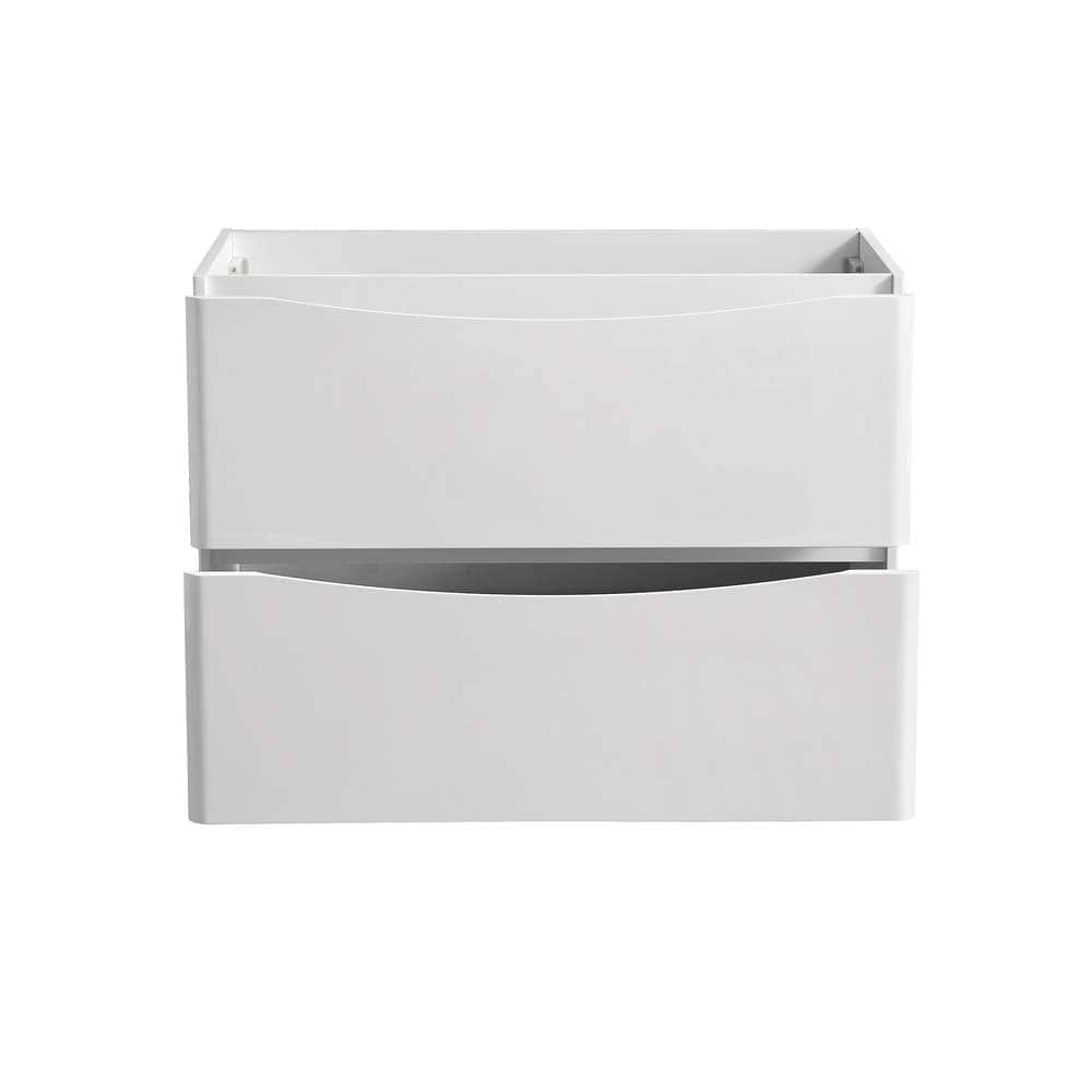 Glossy White 40" Wall-Mount Modern Solid Wood Bathroom Vanity