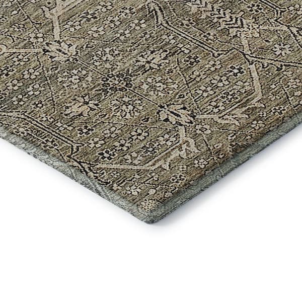 Mayfield Premium Machine Washable Abstract AMF1223 Khaki 10 ft. x 14 ft. Area Rug