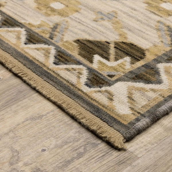 Amara 2 ft. x 10 ft. Tan/Grey Oriental Area Rug
