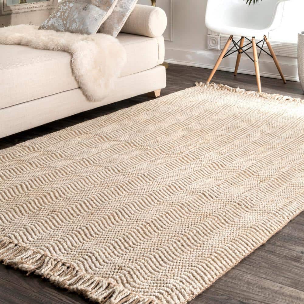 Handwoven Natural Jute 3'x5' Area Rug with Fringe Detail - Brown