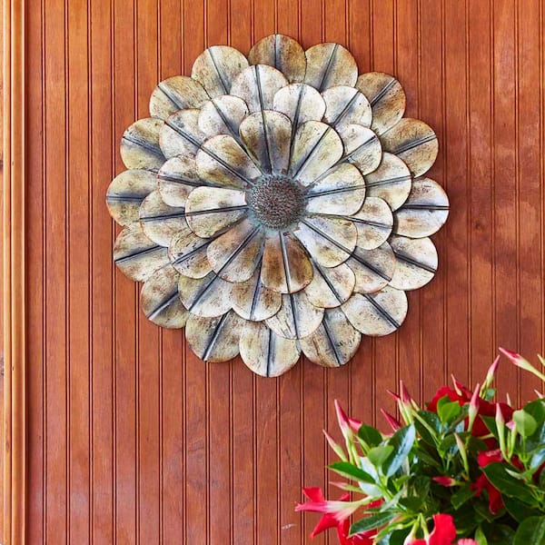 Southern Patio 23 In H Flower Metal Wall Outdoor Decor Copper Wdc 076995a - Metal Wall Decorations For Outside