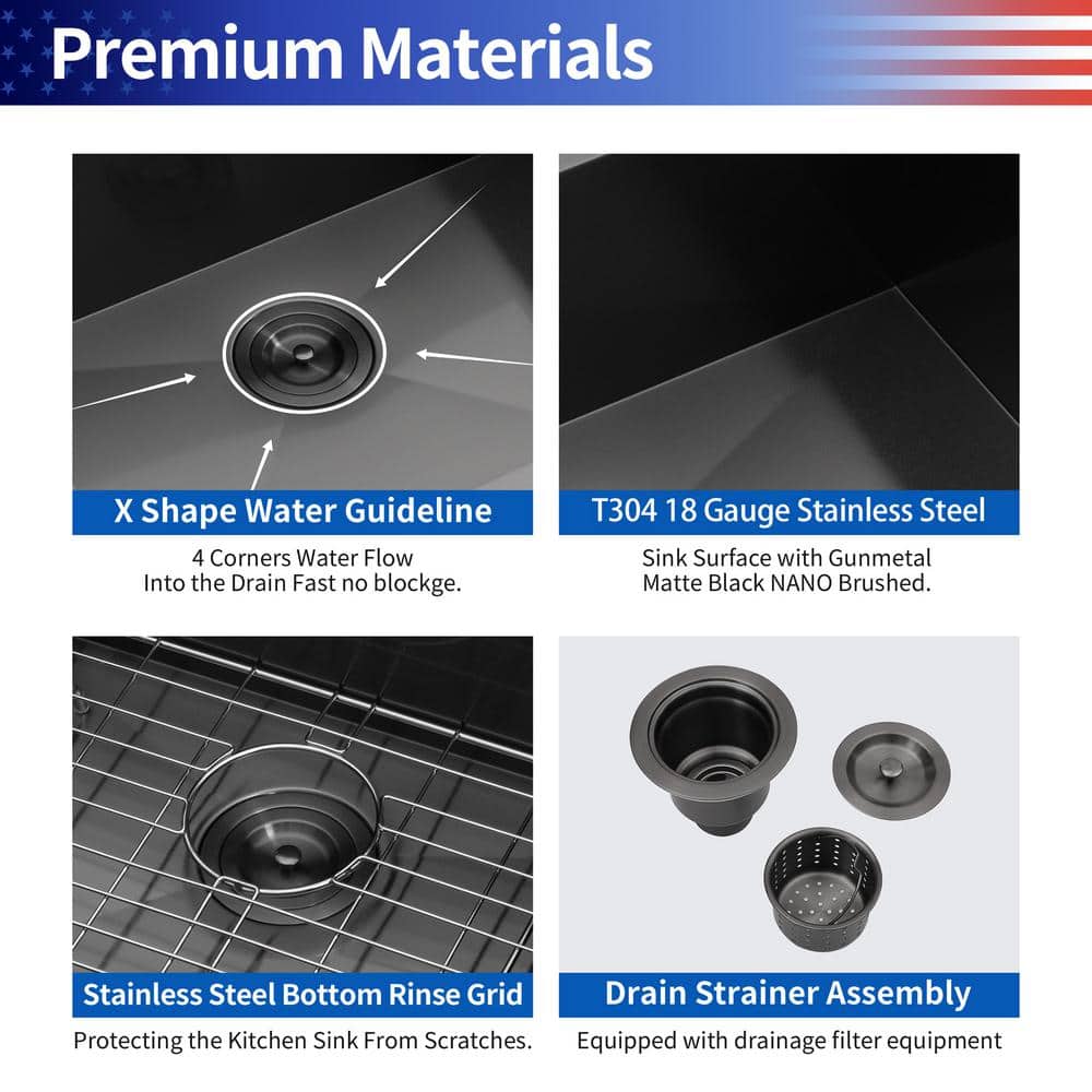 30'' Stainless Steel Single Bowl Undermount Kitchen Sink