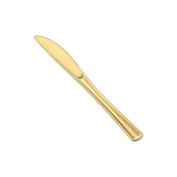 Gold Yellow Disposable Plastic Tableware Durable Heavy Duty Knives for Parties and Weddings 72 Per Case