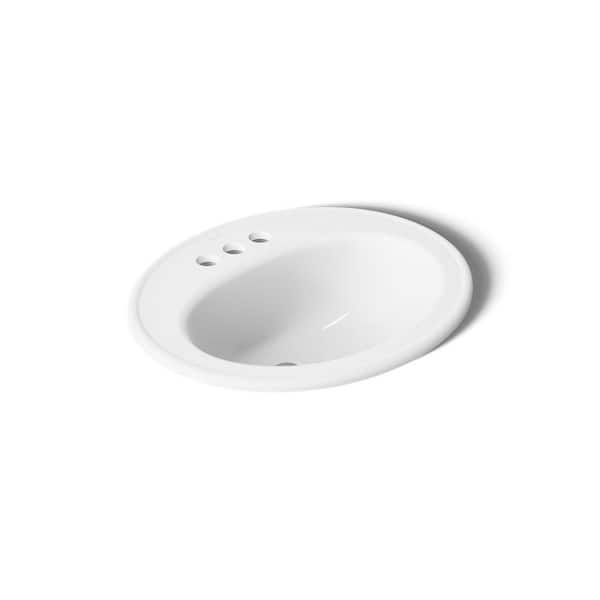 Pennington 20-1/4 in. Oval Top-Mount Vitreous China Bathroom Sink in White with Overflow Drain
