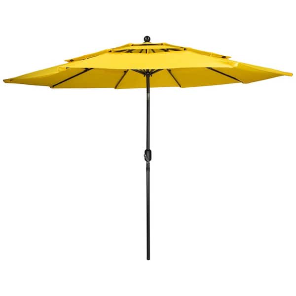 Northlight 9.5 ft. Outdoor Patio Market Umbrella with Hand Crank and Tilt Yellow