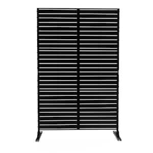 UIXE 76 in. Galvanized Steel Garden Fence Outdoor Privacy Screen Garden Screen Panels in Black