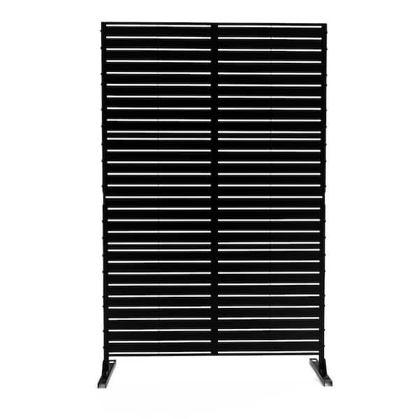 Uixe UIXE 76 in. Galvanized Steel Garden Fence Outdoor Privacy Screen Garden Screen Panels in Black