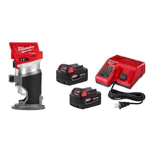 Milwaukee M18 FUEL 18V Lithium-Ion Compact Router w/(2) 5.0Ah Batteries & Charger