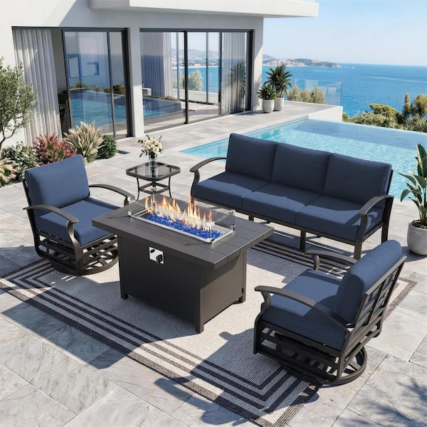 Halmuz 5-Piece Aluminum Patio Conversation Set with armrest