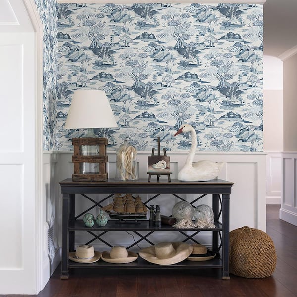 Fishing Toile Fabric, Wallpaper and Home Decor