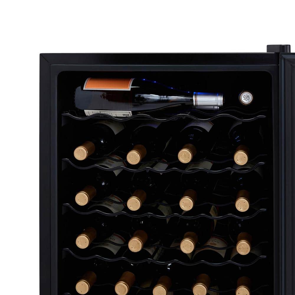 Newair 51 Bottle Black Mirrored Glass Wine Cooler with Interior Lighting