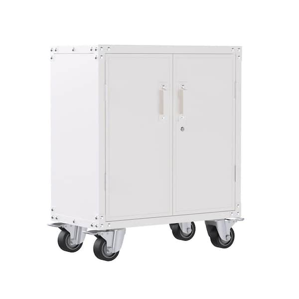 Huntyr 2-Layer Vertical Stackable Cold Rolled Steel Storage Cabinet with Lock Inbox Zero Color: White