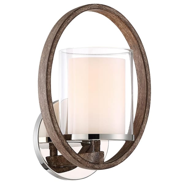 Home Decorators Collection 1-Light Polished Nickel and Corona Bronze Sconce
