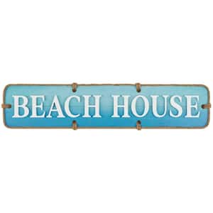 36 in. x 8 in. Wood Blue Sign Wall Decor