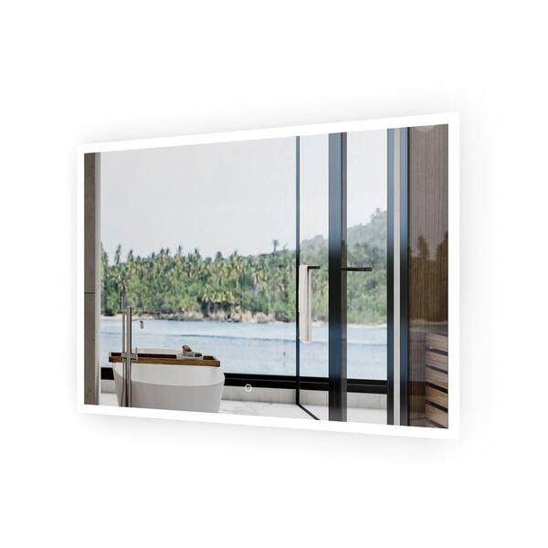 Sinber STYLETHREE 42 in. W x 30 in. H Rectangular Frameless Anti-Fog Wall LED Light Bathroom Vanity Mirror w/Illuminated Light
