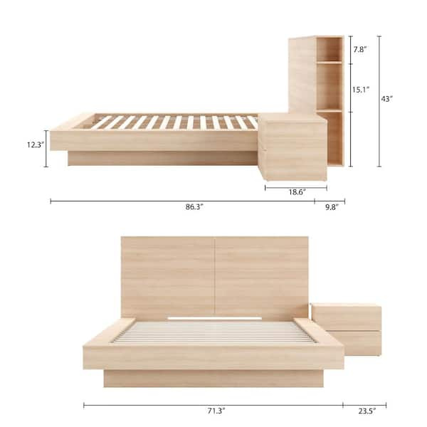 Nexera Marconi 3-Piece Natural Blonde Oak Queen Size Bedroom Set 403069 -  The Home Depot