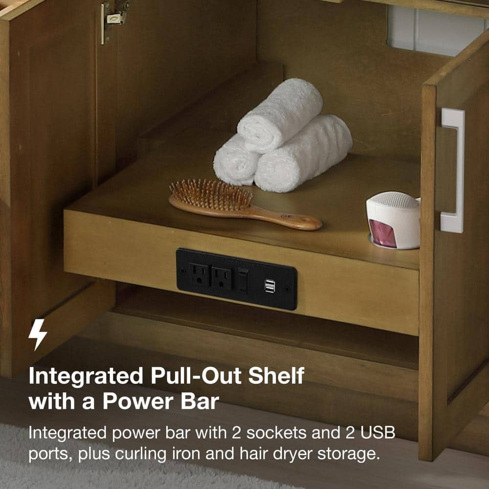 Athea 72" Almond Latte Freestanding Double Sink Bathroom Vanity