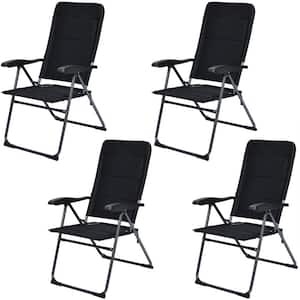 Fabric Patio Folding Chairs Back Adjustable Reclining Padded Garden Furniture (4-Pieces)