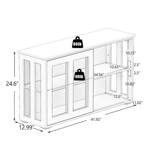 41.93 in. W x 13.99 in. D x 24.61 in. H in White MDF Ready to Assemble Floor Base Kitchen Cabinet, Kitchen Base Cabinet
