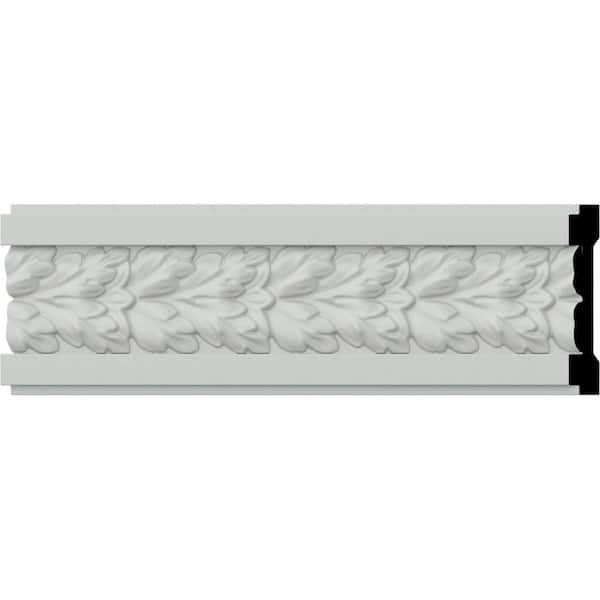 Ekena Millwork 5/8 in. x 3-3/4 in. x 94-1/2 in. Polyurethane Hamilton Leaf Chair Rail Moulding