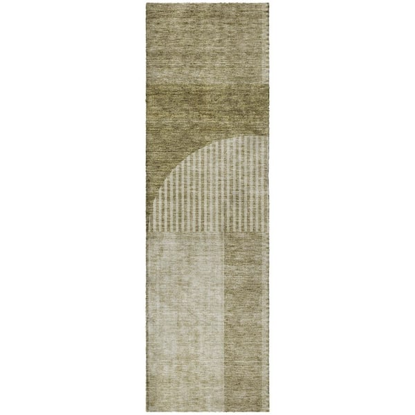 Dream Shag Premium Machine Washable Abstract ADS711 Taupe 2 ft. x 7 ft. Runner Rug