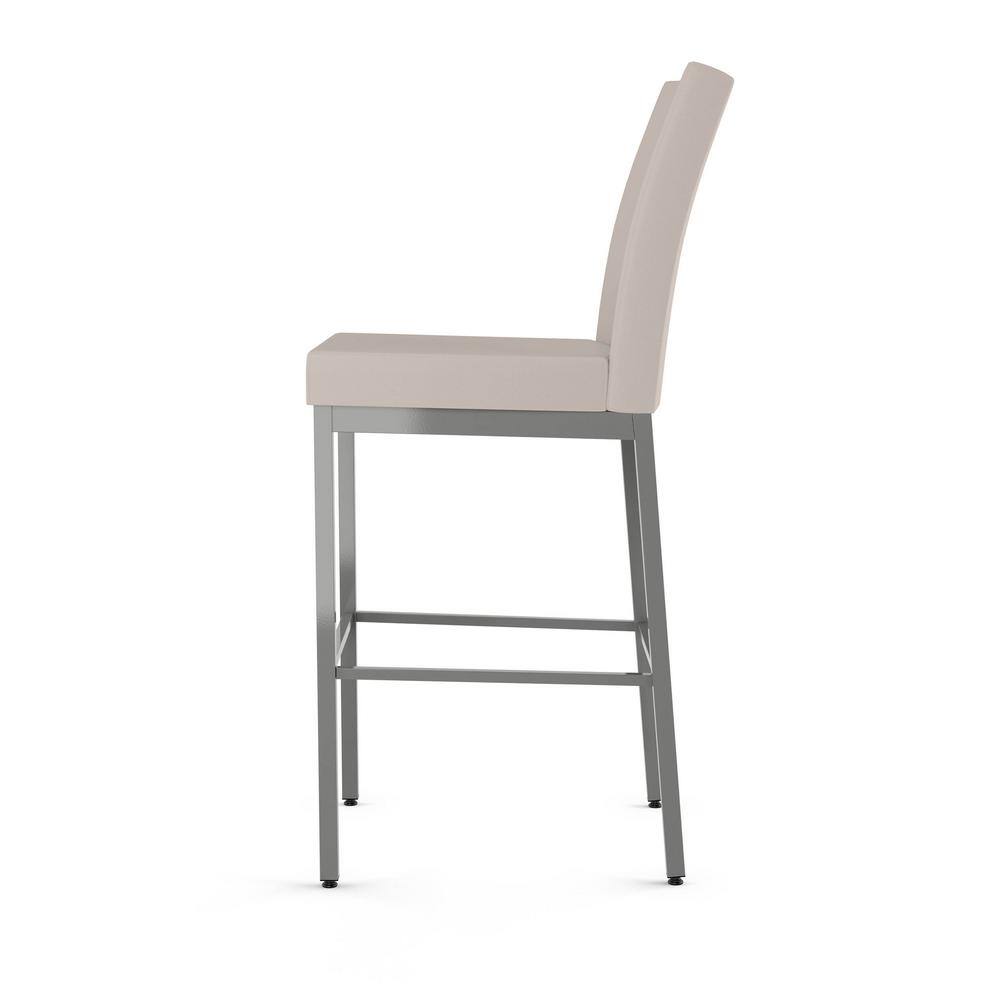 Perry Elegance 44.5'' Cream Faux Leather Barstool with Metallic Grey Frame