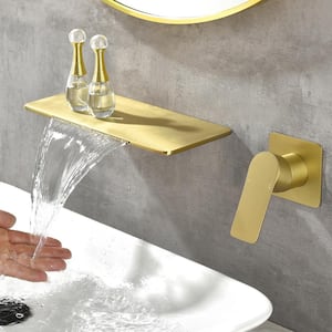Miko Single-Handle Wall Mounted Waterfall Bathroom Faucet in Brushed Gold