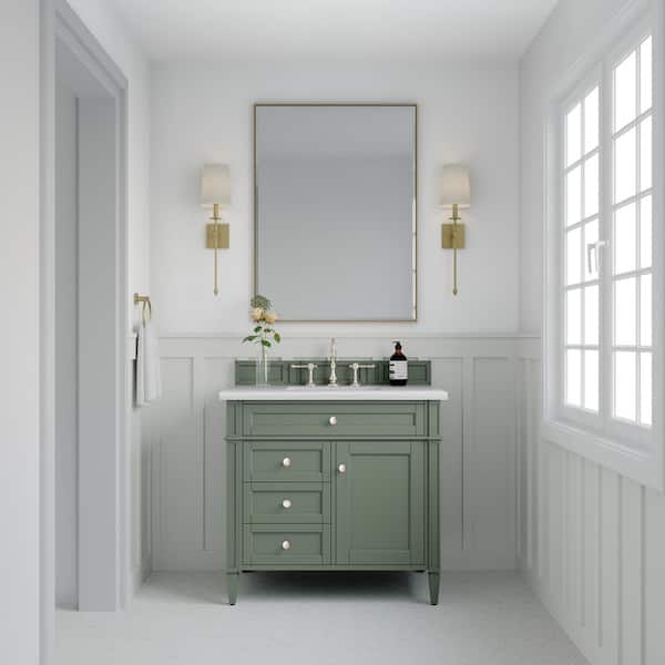 Brittany 34.9 in. W x 23.0 in. D x 32.6 in. H Single Bath Vanity Cabinet without Top in Smokey Celadon