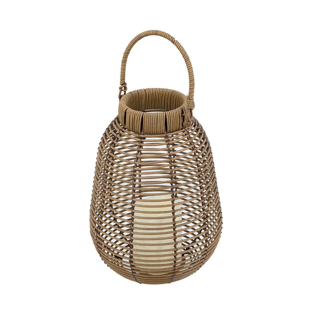 Target Rattan Lantern Classic 11 in. x 8 in. Brown Round Rattan Lantern with LED Candle and ...
