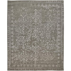 9 X 12 Gray Floral Area Rug