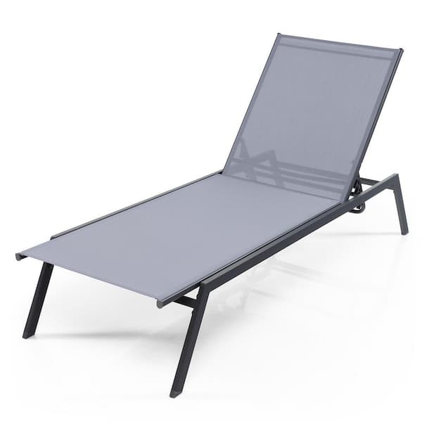 ANGELES HOME Steel Outdoor Lounge Chair With 6-level Adjustable Backrest (Set of 1)