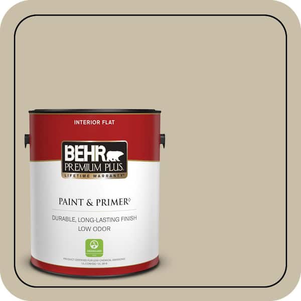BEHR PREMIUM PLUS 1 gal. #PWL-91 Pale Bamboo Flat Low Odor Interior Paint & Primer