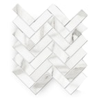 Avante Bianco 12 in. x 15 in. x 9 mm Porcelain Herringbone Mosaic Tile (4.77 sq. ft. / case)
