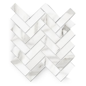 Avante Bianco 12 in. x 15 in. Herringbone Matte Porcelain Floor and Wall Mosaic Tile (4.77 sq. ft. / case)