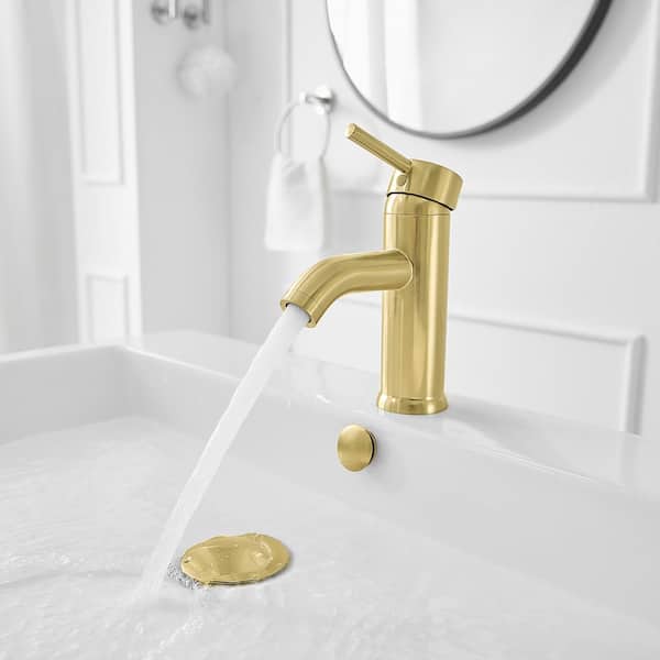 Single Hole Single-Handle Bathroom Faucet in Brushed Gold