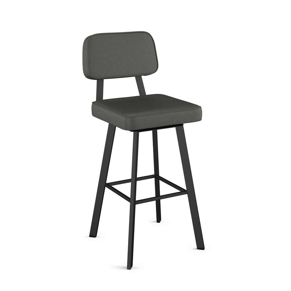 Clarkson 43'' Gray Leather & Metal Industrial Swivel Barstool