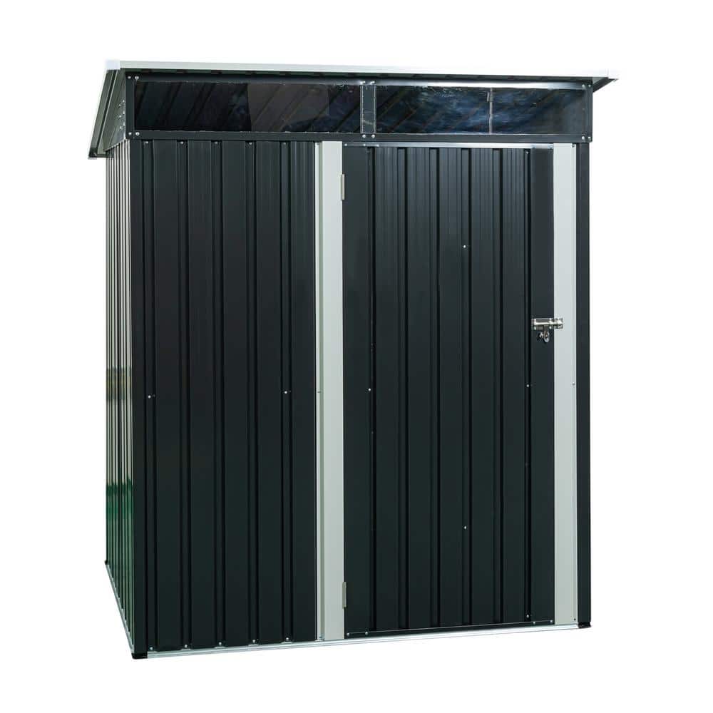 5 ft. x 3 ft. Metal Storage Shed Outdoor Transparent Plate Black (15 sq. ft