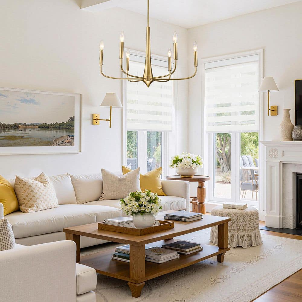 6-Light Brass Modern Farmhouse Candle Chandeliers Industrial Metal Pendant Light for Dining Room price history on PriceWatchPro