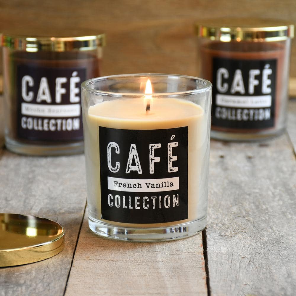 Gold Lid Coffee Scented Glass Jar Candle Set