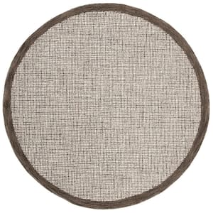 Abstract Brown/Ivory 6 ft. x 6 ft. Round Border Area Rug