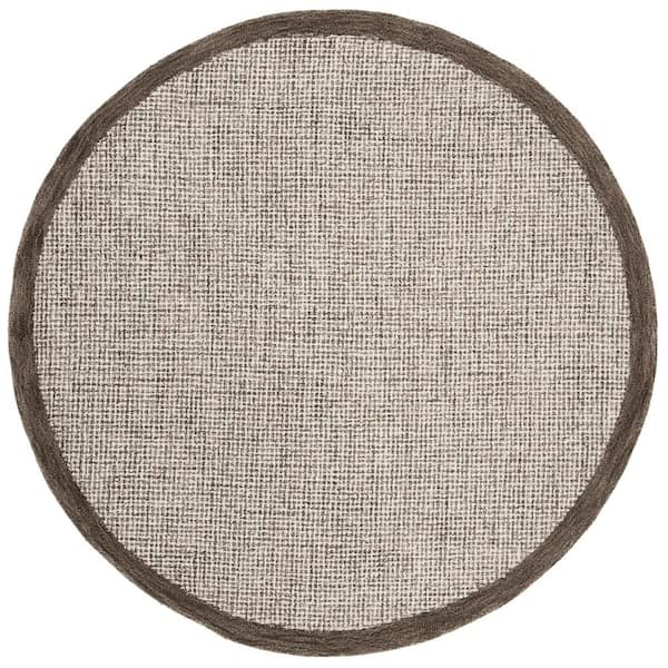 SAFAVIEH Abstract Brown/Ivory 6 ft. x 6 ft. Round Border Area Rug