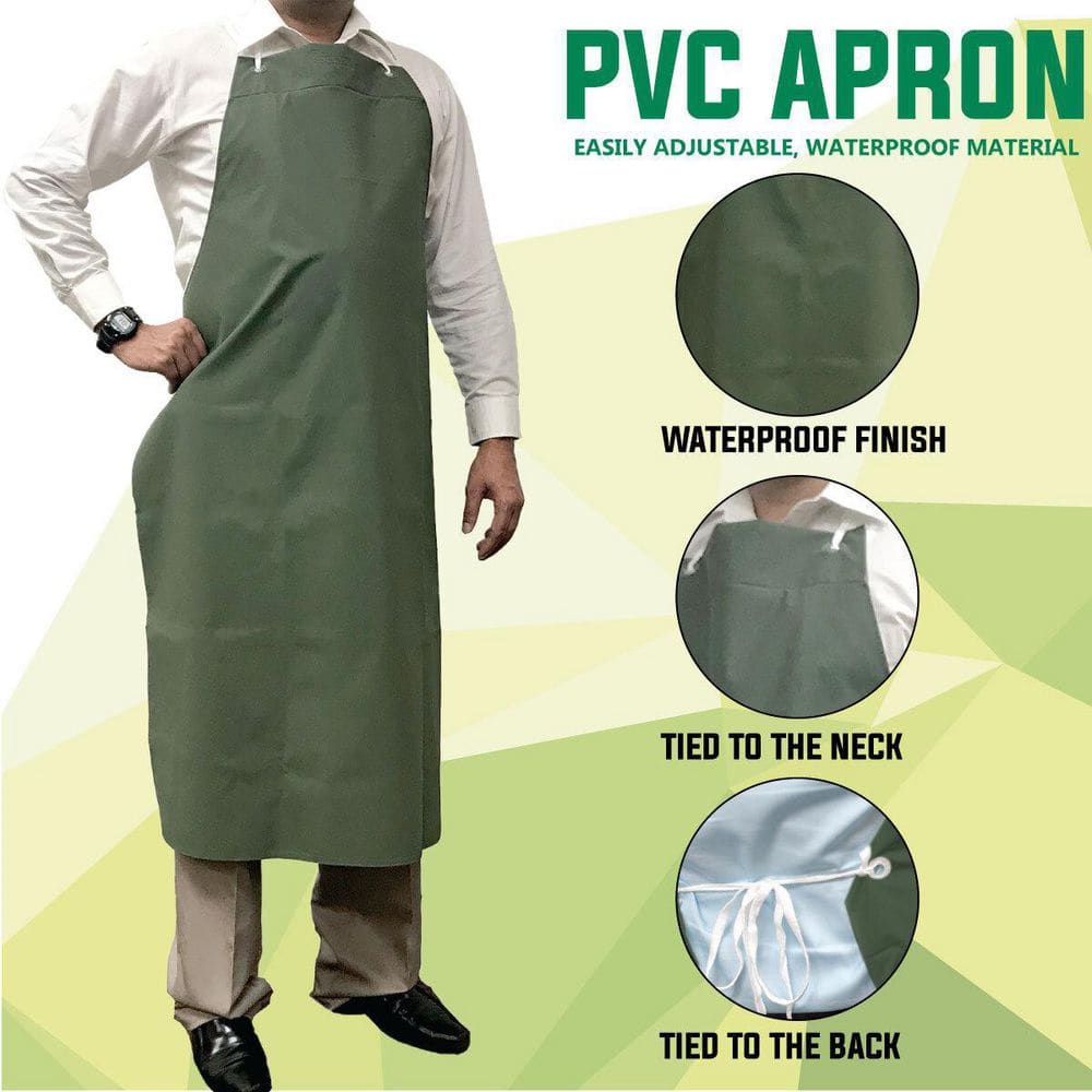 Green Adjustable Waterproof Vinyl Bib Apron, Small