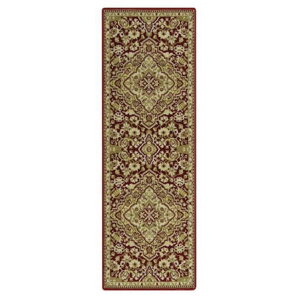 Garvee Wilton Collection Red 2 ft. x 8 ft. Persian Floral Medallion Area Rug