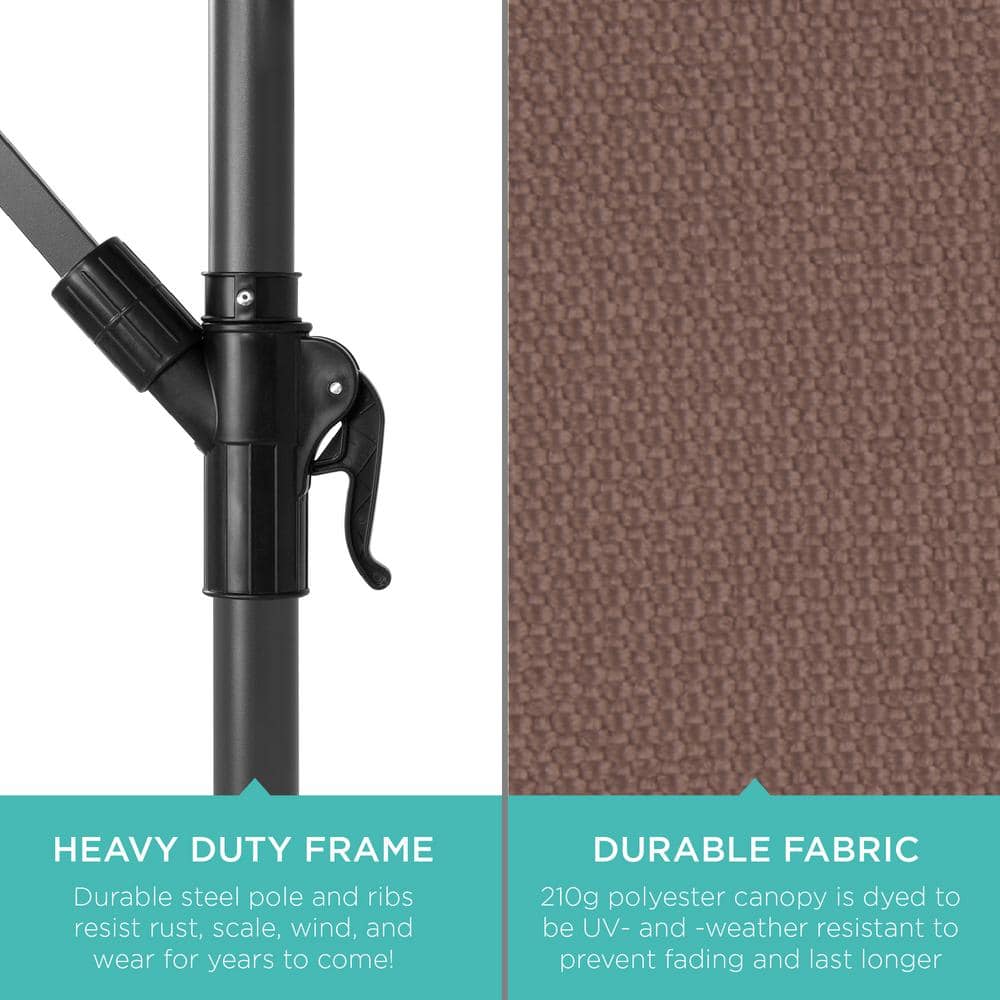 Deep Taupe 10ft Offset Hanging Outdoor Patio Umbrella with Steel Frame
