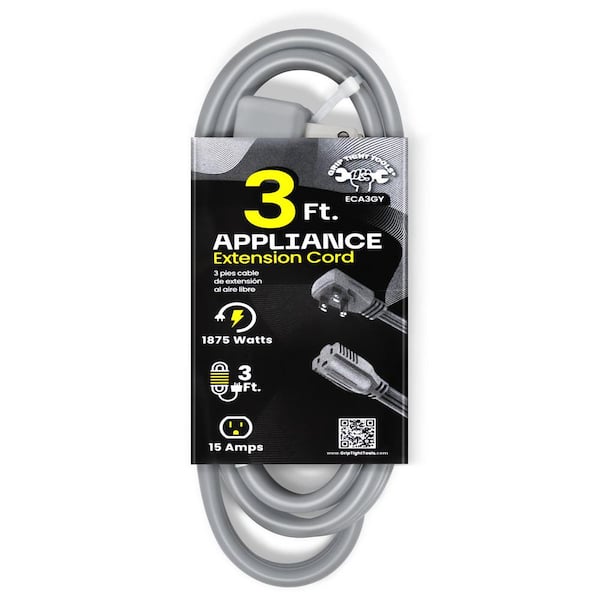 3 ft. 14/3 SPT, Indoor Appliance Extension Cord, Gray