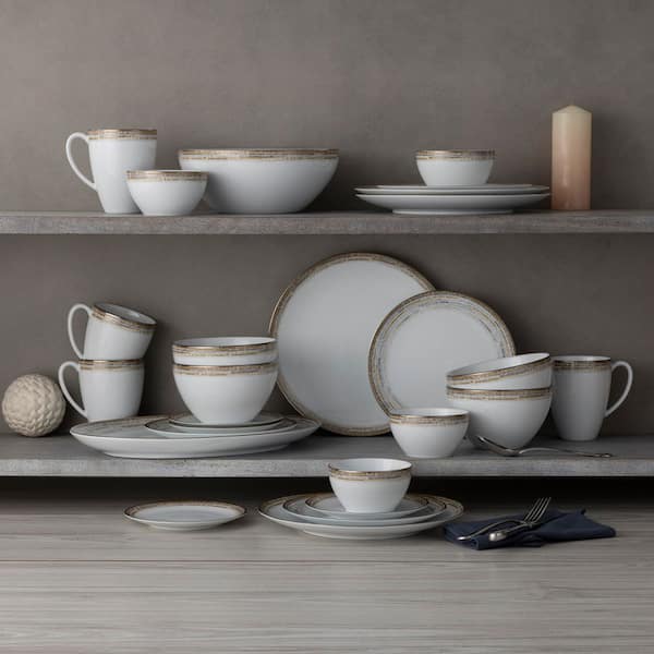 Noritake Raylan 12-Piece White Porcelain Dinnerware Set, Service