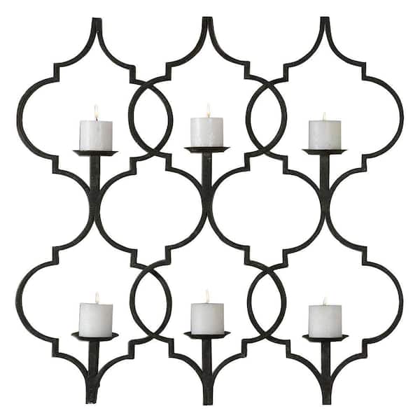 Unbranded 36 in. x 36 in. Aged Black Wall Hanging with Antiqued Candles