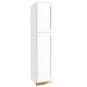 Shaker 18 in. W x 24 in. D x 84 in. H Assembled Pantry Kitchen Cabinet in Satin White