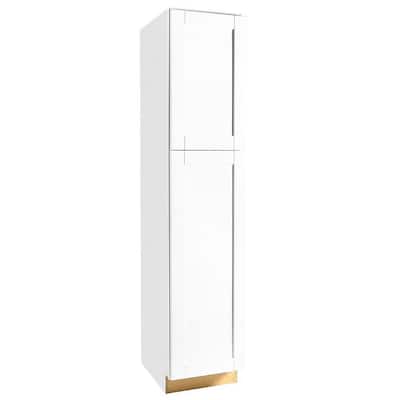 Shaker Satin White Stock Assembled Pantry Kitchen Cabinet (18 in. x 84 in. x 24 in.)