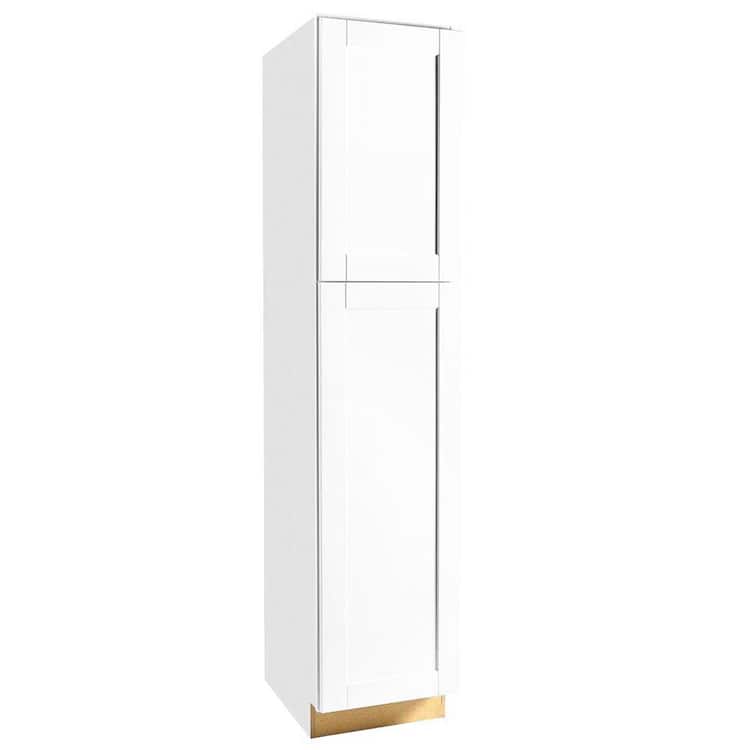 Hampton Bay Shaker 18 in. W x 24 in. D x 84 in. H Assembled Pantry Kitchen Cabinet in Satin White